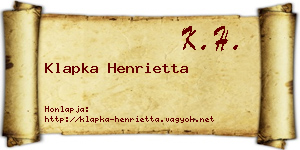 Klapka Henrietta névjegykártya